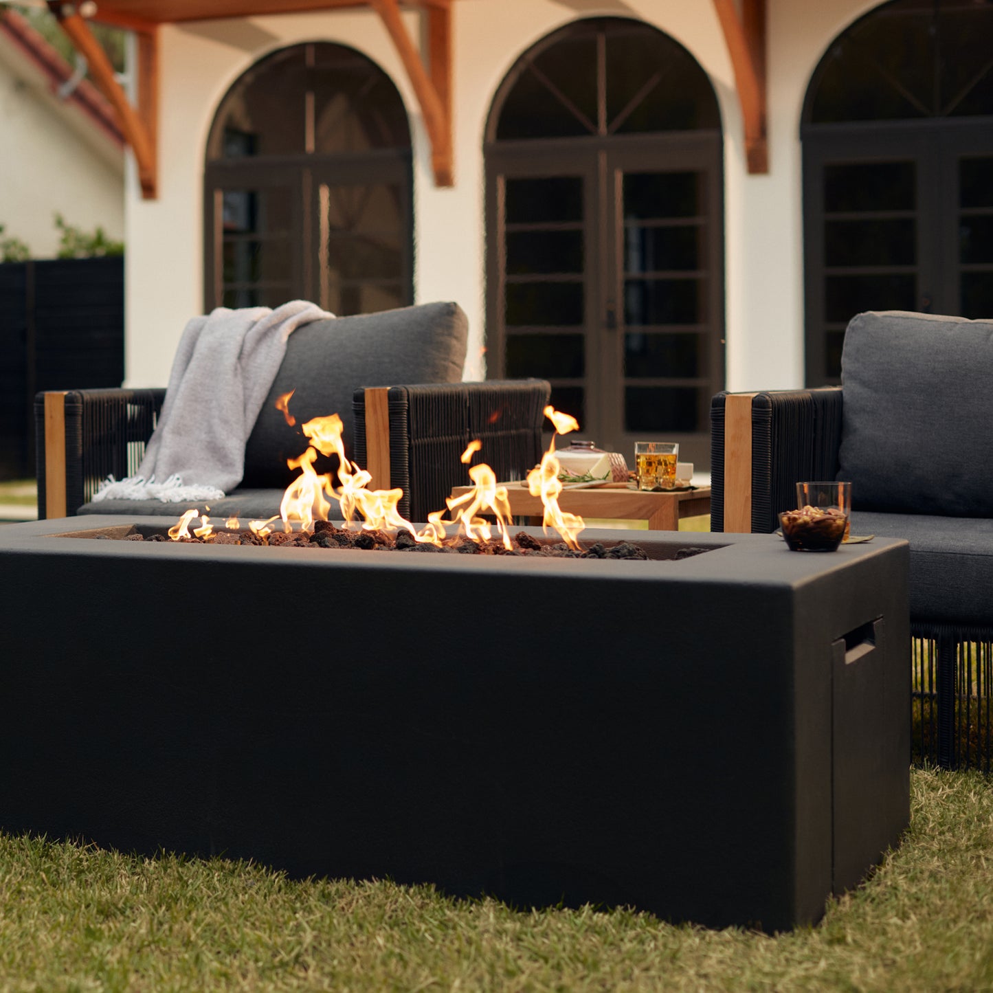 Blaze 60-Inch Rectangular Concrete Natural Gas Fire Pit Table in Phantom