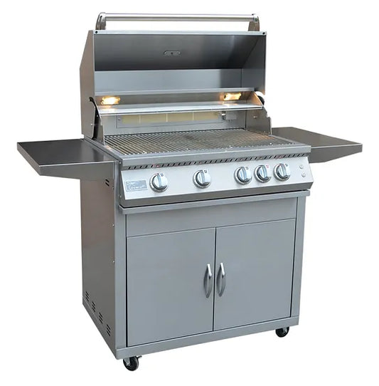 Professional 4 Burner 32 Inch Cart Model BBQ Grill With Lights & Locking Casters