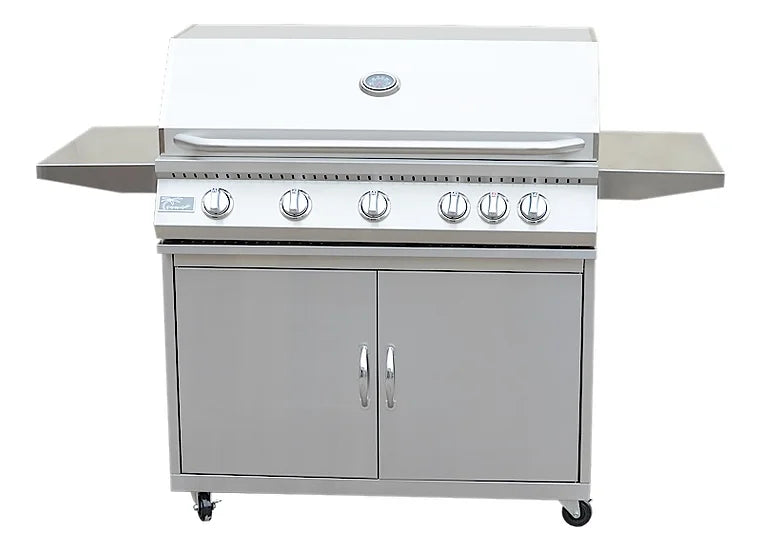 5 Burner 40 Inch Cart Model BBQ Grill With Locking Casters 304 Stainless Steel