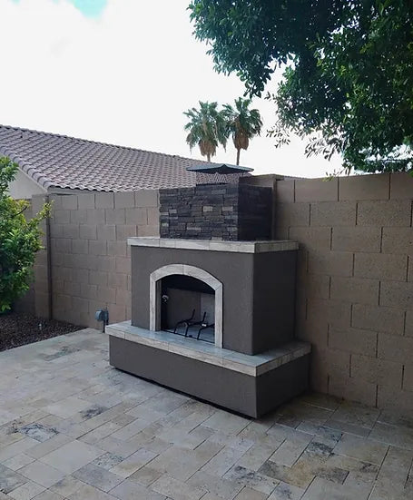 Tuscan 6' Outdoor Fireplace with Log Set for LP or NG access door for Tank