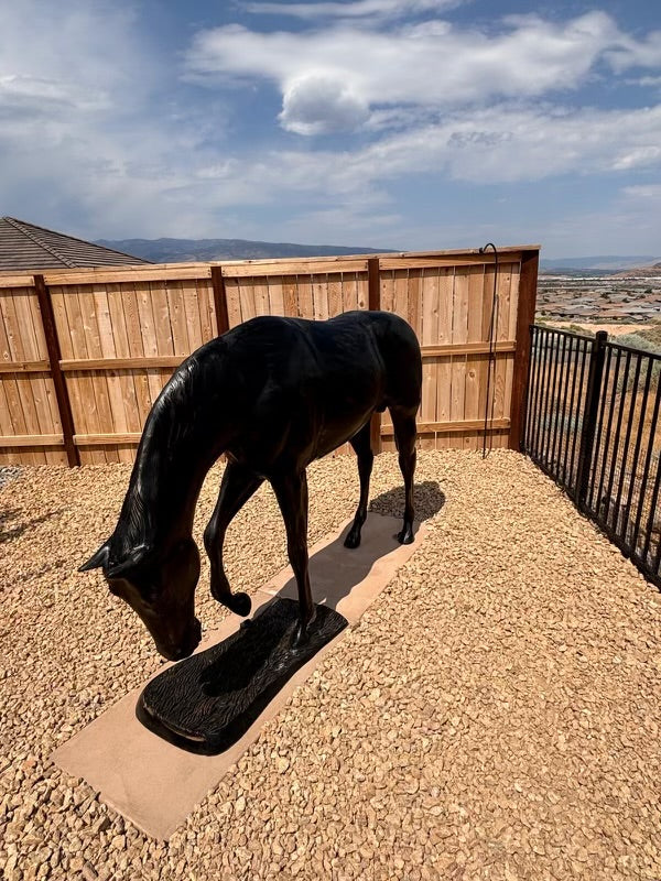 Grazing Horse Aluminum Sculpture