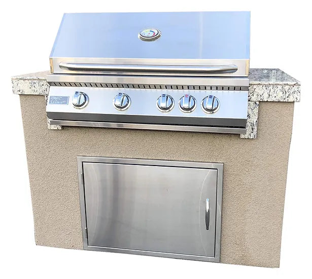 Fiji 4' BBQ Island with 4 Burner Built-In BBQ Grill